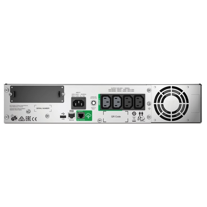 APC Smart-UPS SMT1500RMI2UC – 1500VA Rackmount UPS, 1000W, 2U, Line-Interactive, LCD, AVR, 4x IEC C13, SmartConnect, 230V