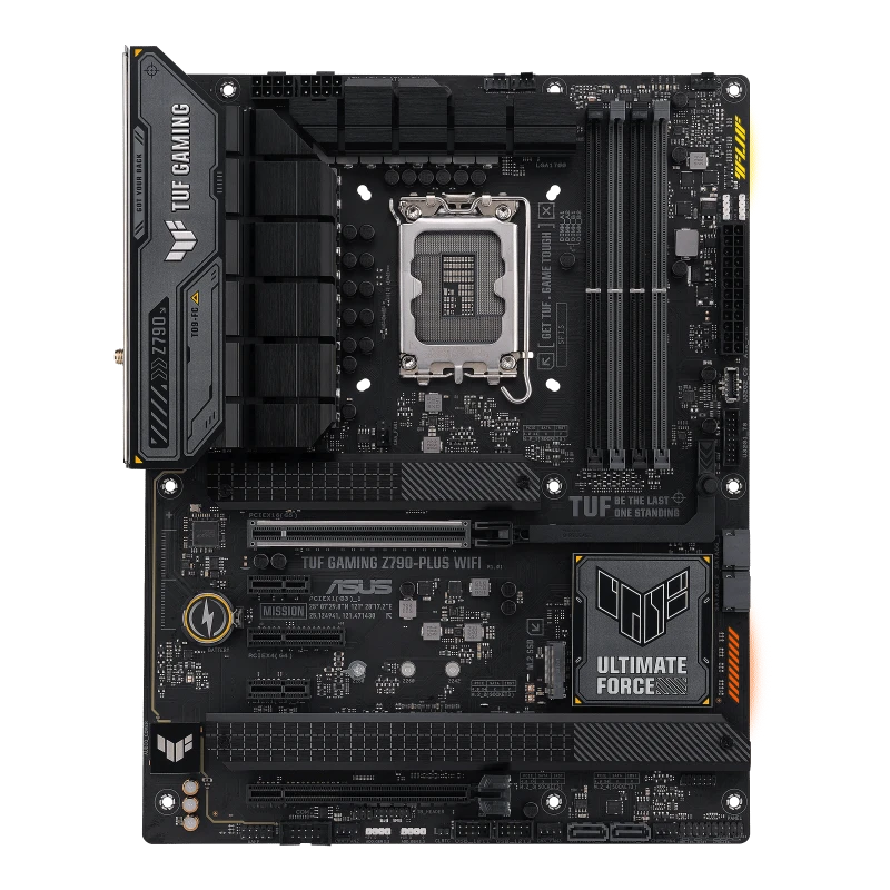 ASUS TUF GAMING Z790 PLUS WIFI Motherboard, LGA1700, DDR5 7200 (OC), 4x DIMM, PCIe 5.0, 4x M.2 Slots, Wi-Fi 6E, Black