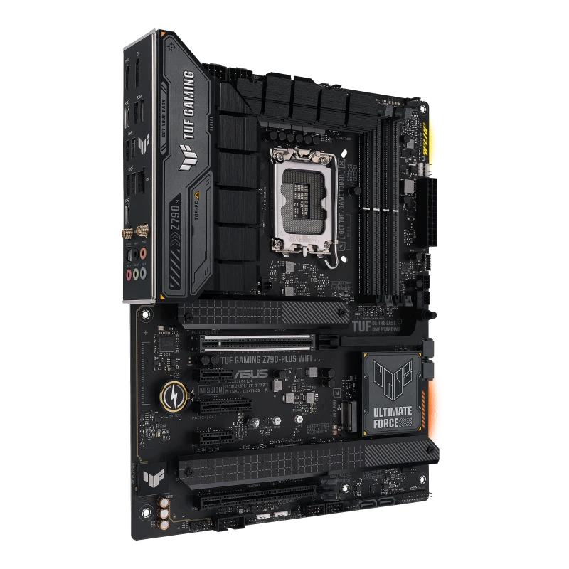 ASUS TUF GAMING Z790 PLUS WIFI Motherboard, LGA1700, DDR5 7200 (OC), 4x DIMM, PCIe 5.0, 4x M.2 Slots, Wi-Fi 6E, Black