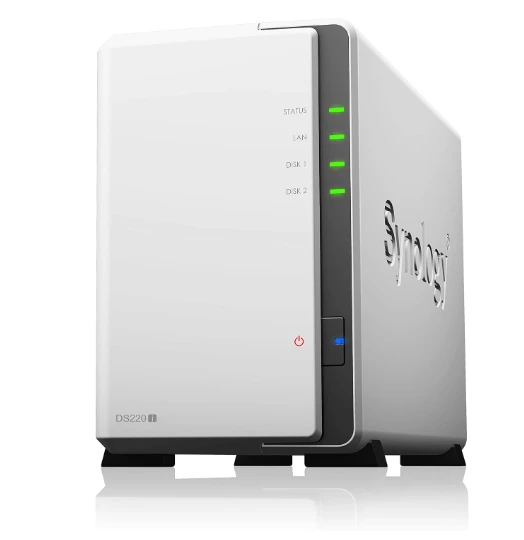 Synology DiskStation DS220j 2-Bay NAS, RTD1296 1.4GHz Quad-Core, 512MB DDR4, 2x SATA Bays, USB 3.0, Gigabit LAN, White | DS220j