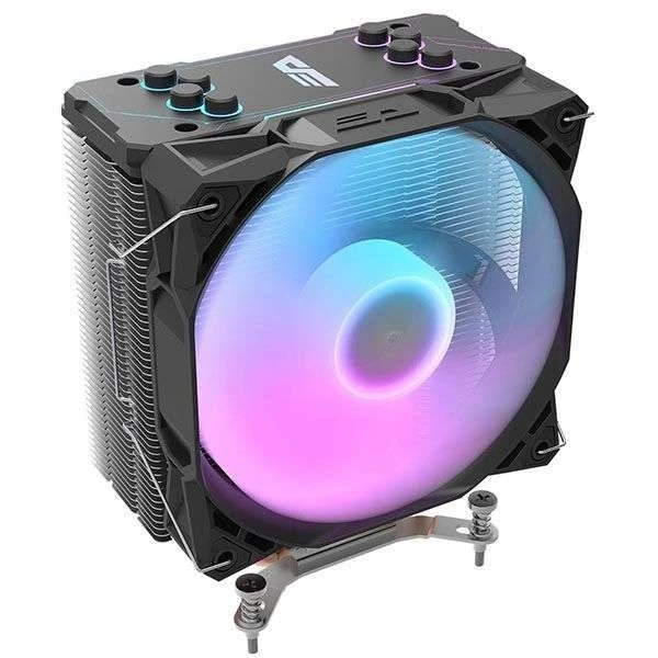 DarkFlash S11 Pro CPU Air Cooler, 120 mm PWM Fan (800–1800 RPM), 4 Copper Heatpipes, High Airflow 73.6 CFM, ARGB Lighting, Intel/AMD Compatible, Black