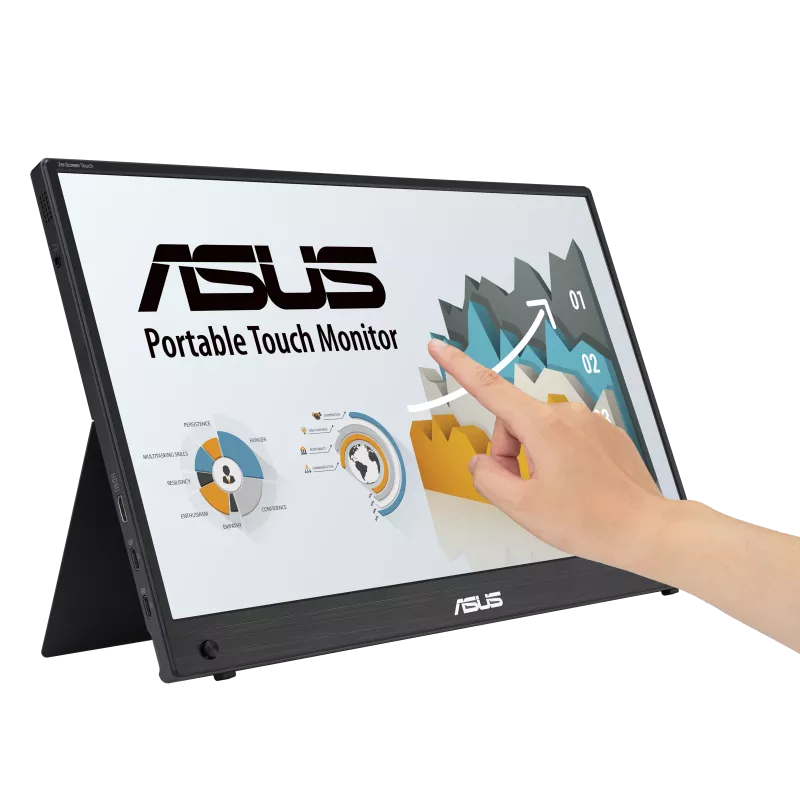 ASUS ZenScreen Touch MB16AHT Portable Monitor, 15.6" FHD IPS Display, 60Hz Refresh Rate, 5ms (GtG) Response Time, 262K Display Colors, Eye Care Technology, Black | 90LM0890-B01170