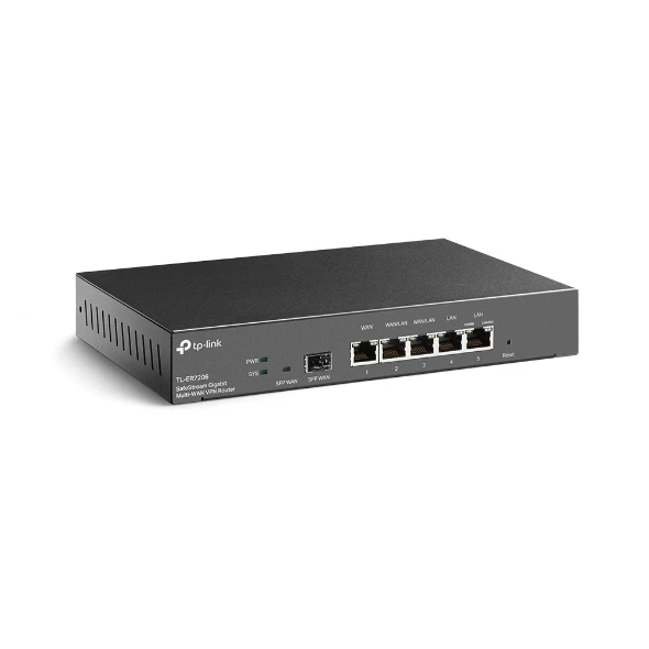 TP‑Link TL‑ER7206 SafeStream Gigabit Multi‑WAN VPN Router – 1‑SFP, 5‑Gigabit Ports, 100 IPsec/50 OpenVPN Tunnels – Omada SDN, Bandwidth Control, SPI Firewall