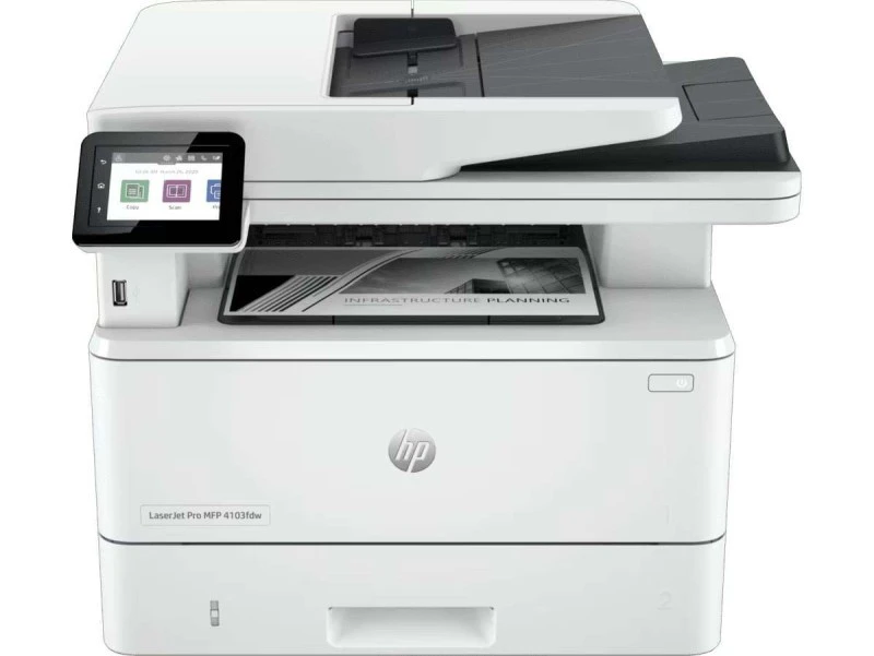 HP LaserJet Pro MFP 4103fdw Wireless Color Printer, 50 ppm Print Speed, 42 cpm Copy, 50-Sheet ADF, Touchscreen, Duplex, Wi-Fi, Ethernet