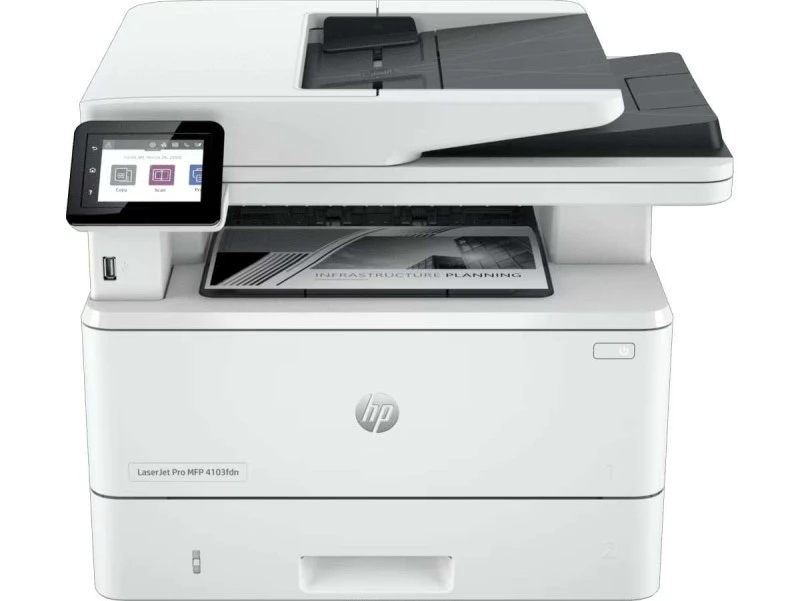 HP LaserJet Pro MFP 4103fdn Monochrome Laser Printer, A4, 40ppm, Print, Scan, Copy, Fax, Duplex, Network, High-Speed Performance