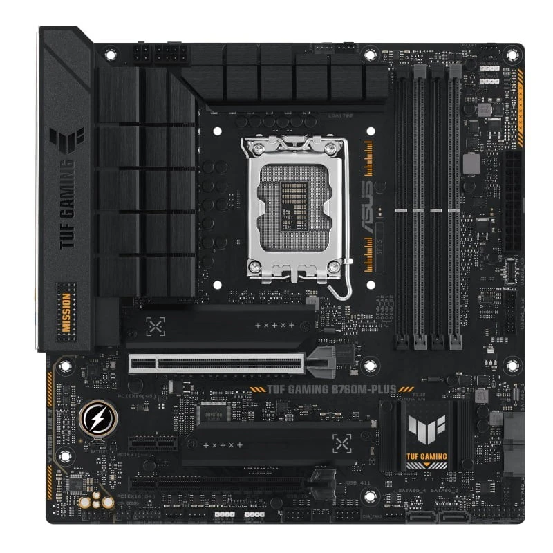 ASUS TUF GAMING B760M-PLUS Motherboard, Intel LGA1700, DDR5, PCIe 5.0, USB 3.2 Gen1/Gen2, Bluetooth, Micro-ATX, B760 Chipset, 90MB1ES0-M0EAY0