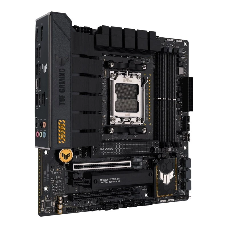 ASUS TUF GAMING B650M-PLUS AM5 Micro-ATX Motherboard, DDR5 128GB, PCIe 5.0 M.2, HDMI, DP, 2.5G LAN, USB 3.2, Aura Sync RGB