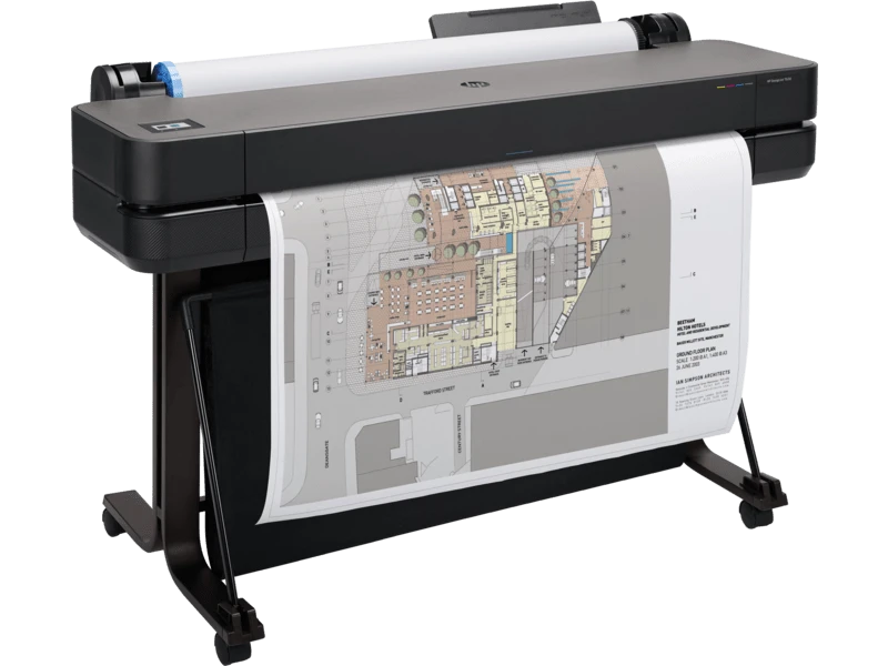 HP DesignJet T630 36" Large Format Wireless Plotter Printer, A1, 2400 dpi, 5-Color, Compact Design, Gray
