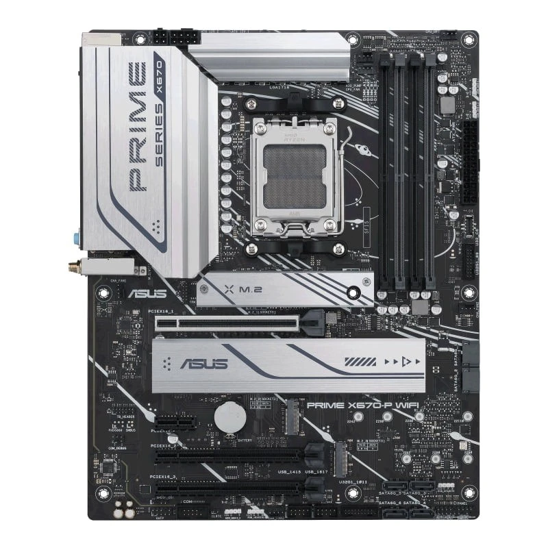 ASUS PRIME X670-P WIFI Motherboard, AMD X670 Chipset, AM5 Socket, ATX, DDR5 up to 128GB, PCIe 5.0, 4x M.2, HDMI, DP, USB 3.2, Wi-Fi 6| 90MB1BV0-M0EAY0